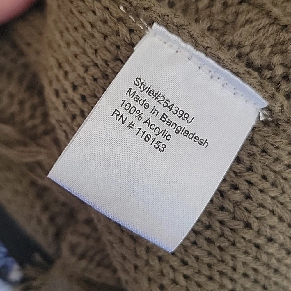 💗 POOF APPAREL LS Sweater Ragged Edge Olive Green L - Picture 8 of 11